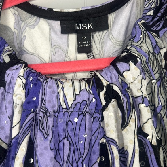 Y2K Purple Floral Sequin Party Dress – Size 12 – Ruffle Hem Halter Glam - Picture 6 of 8